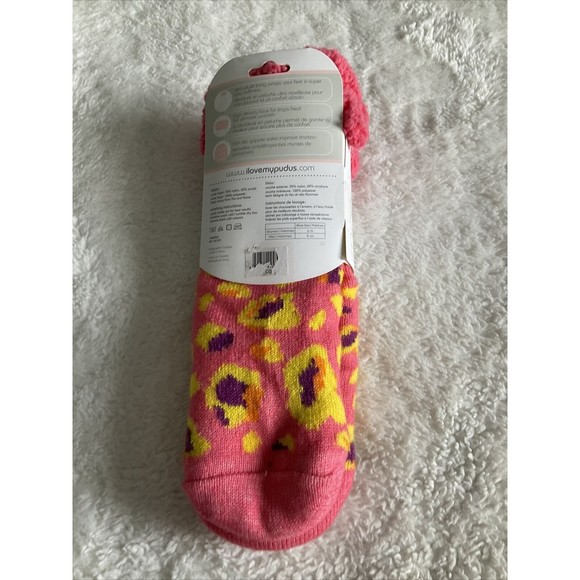 Pudus Slipper Socks Pink Floral Design Women's 5-11 Men's 6-10 Brand New - Picture 2 of 4
